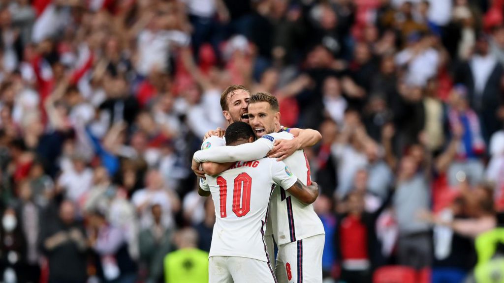 English players celebrate after winning the game against Germany. [Photo: Courtesy]